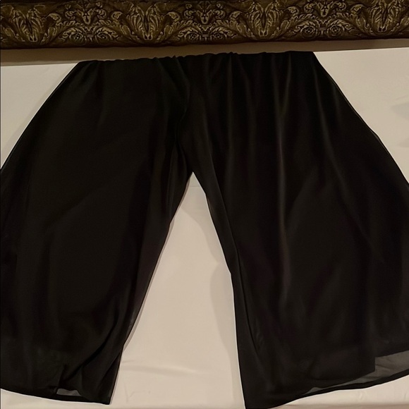 Connected Apparel  large dressy  Black Sheer cropped wide leg pants with belt - Picture 7 of 8